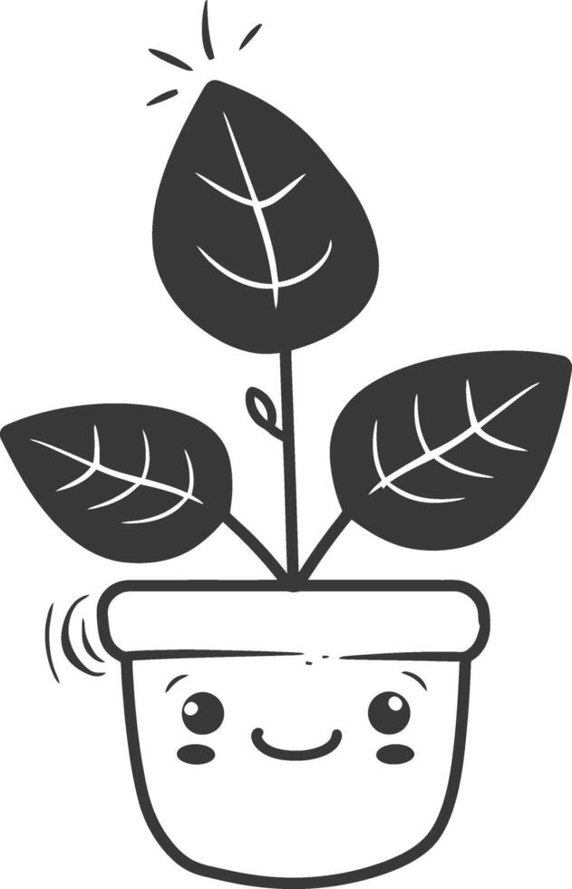 A cartoon plant with a smiley face vector