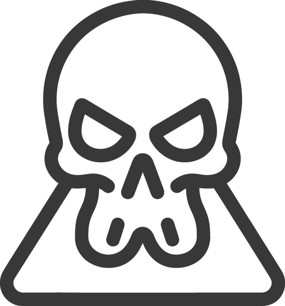 A skull with an angry face on a triangle vector