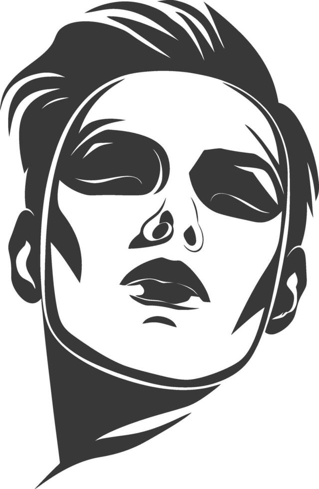 A black and white illustration of a woman's face vector