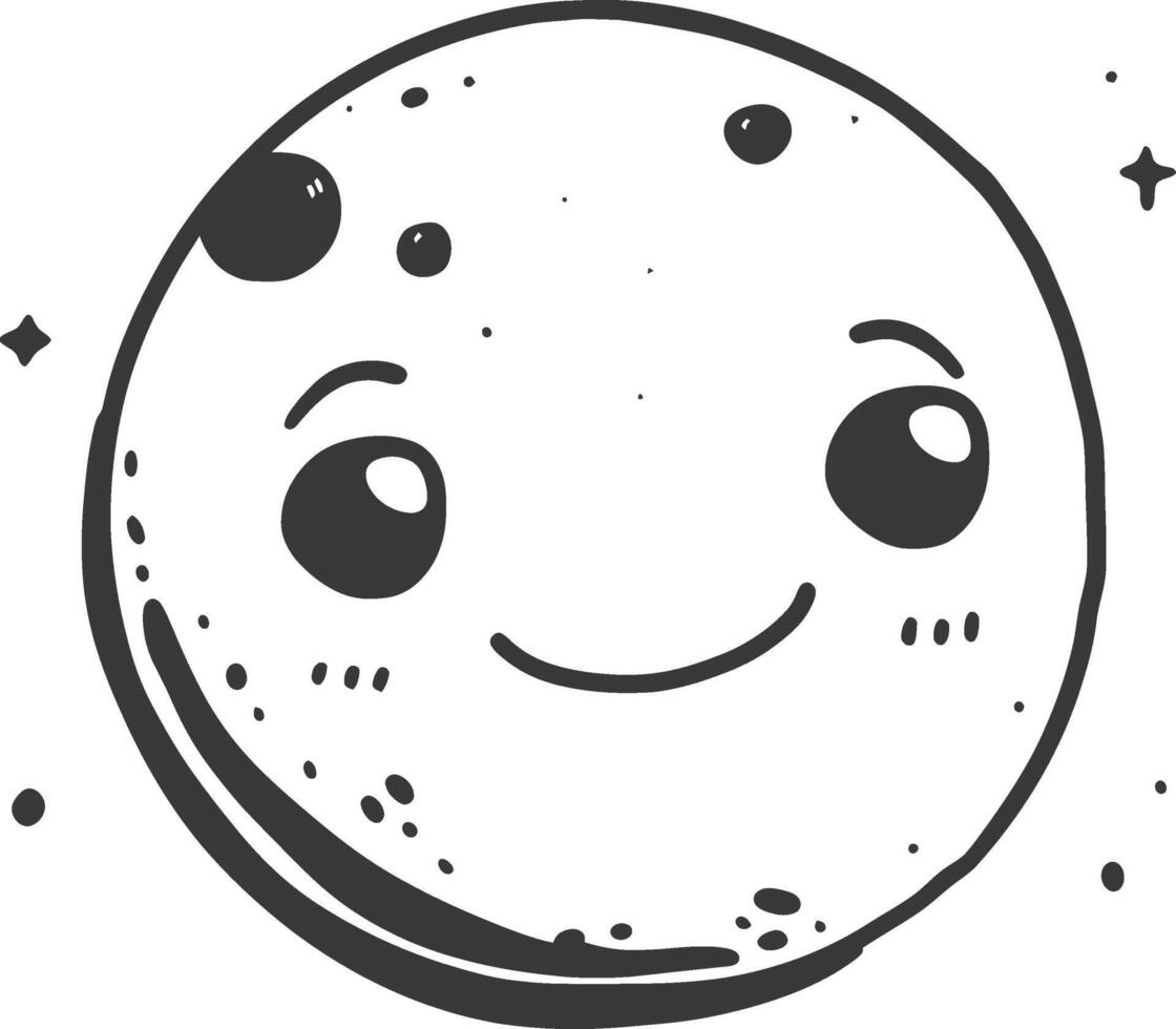 A cartoon face of the moon with a smile vector
