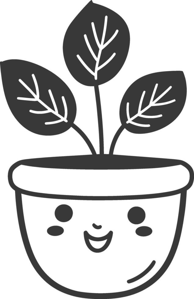 A black and white drawing of a plant in a pot vector