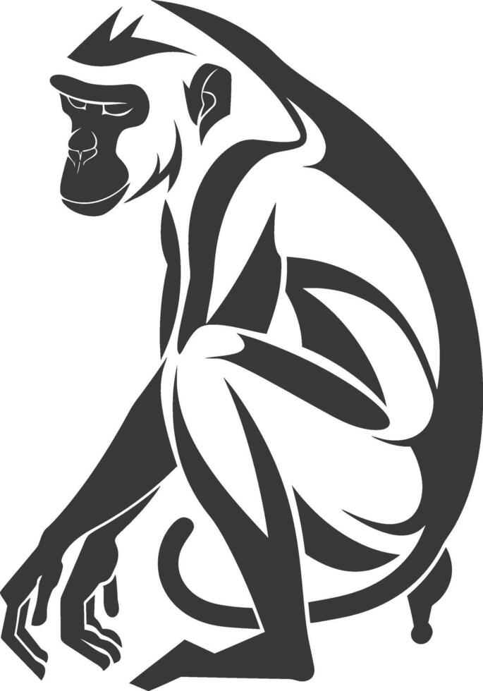 A monkey sitting on its hind legs with its arms crossed vector