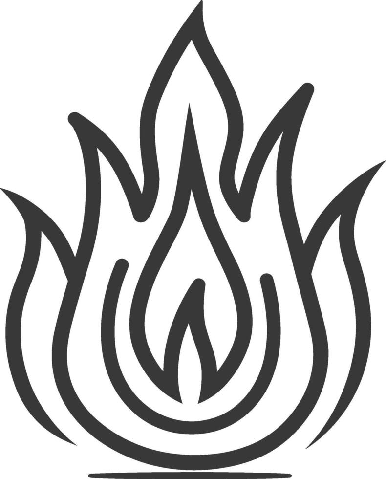 A black and white drawing of a flame vector
