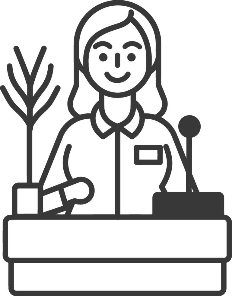 A woman at the counter with a plant vector