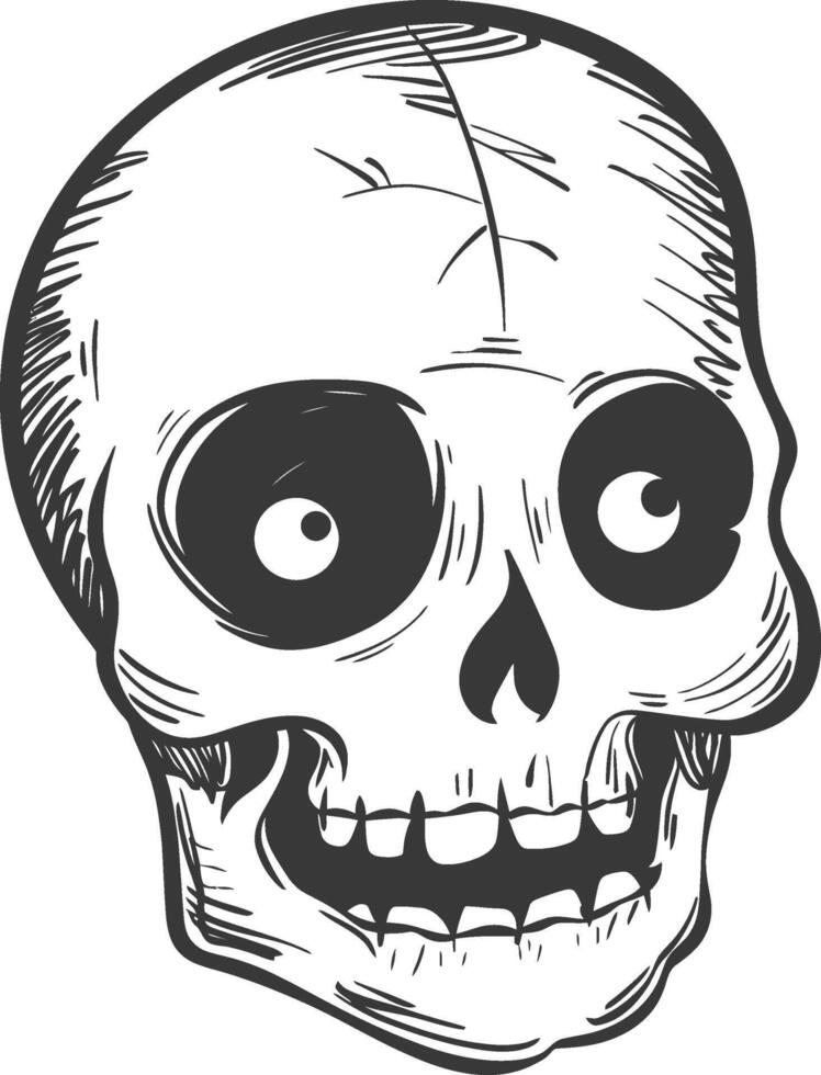 A cartoon skull with a big mouth and eyes vector