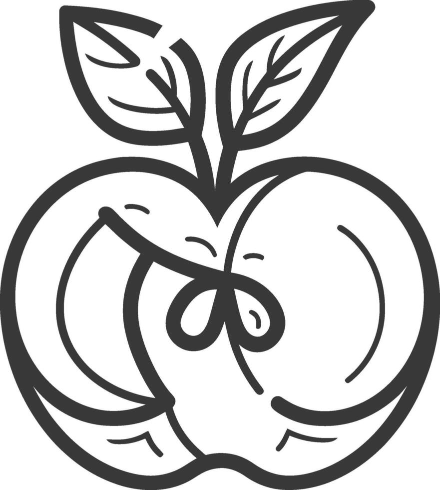 A black and white drawing of an apple vector