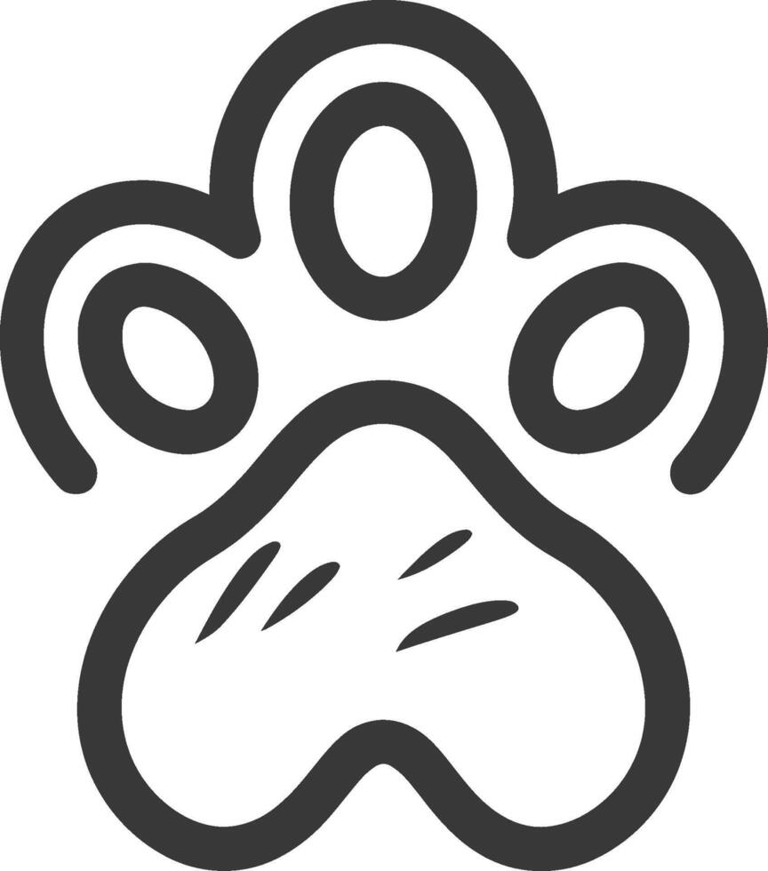 A black and white paw print icon vector