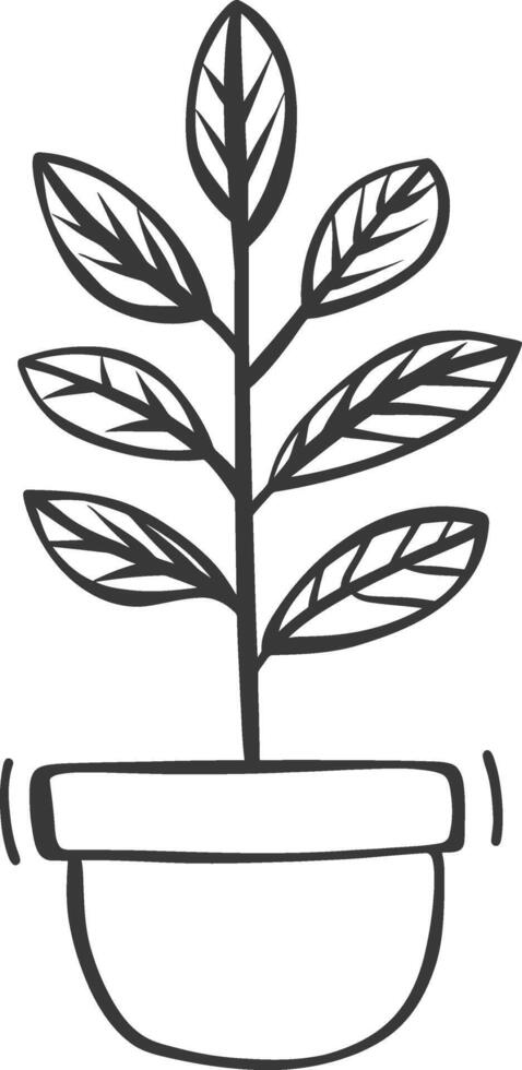 A black and white drawing of a plant in a pot vector