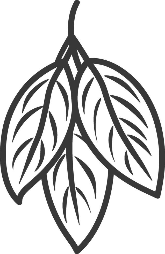 A black and white drawing of leaves vector