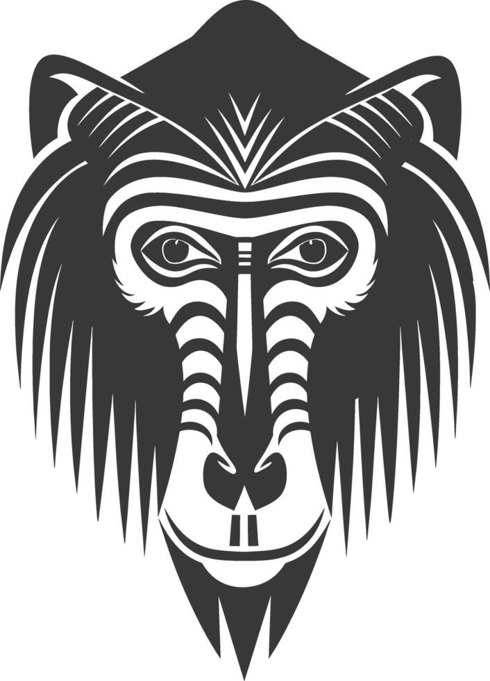 A tribal style monkey head with a tribal design vector