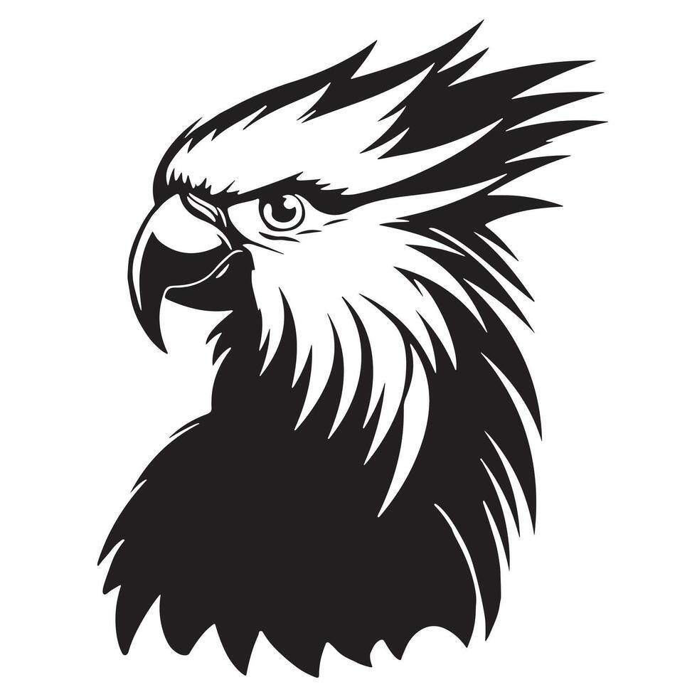 The eagle head is black and white on a white background vector