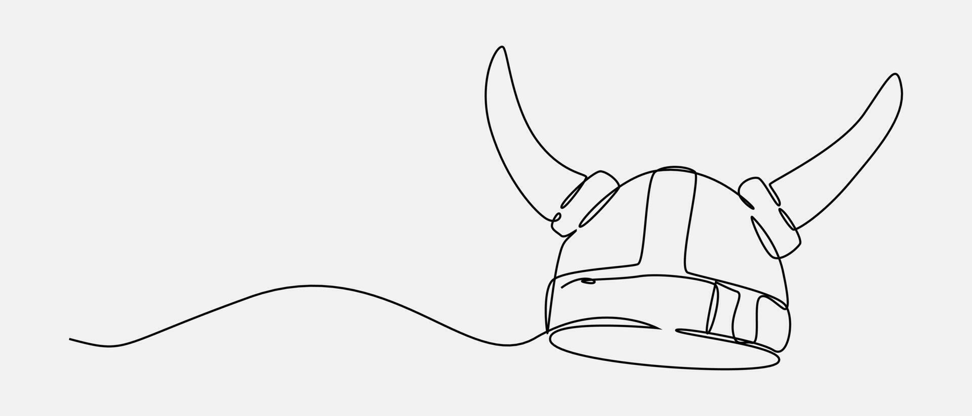Continuous one line drawing of viking helmet. Medieval, traditional, protection concept. Editable stroke. vector