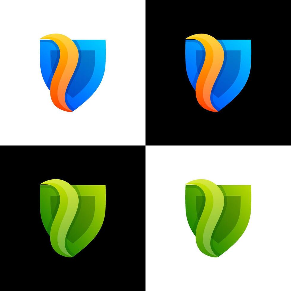 shield abstract gradient logo design vector