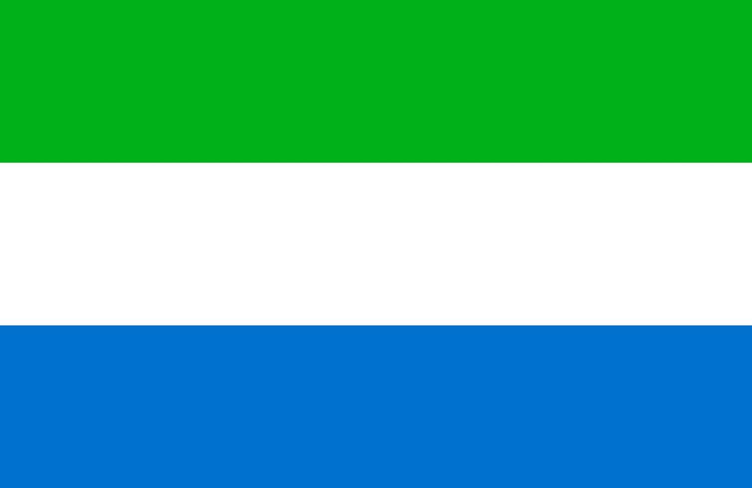 Sierra Leone flag. Flag of Sierra Leone sign isolated. National flag of Sierra Leone flat symbol icon for printing of any size. EPS 10 vector