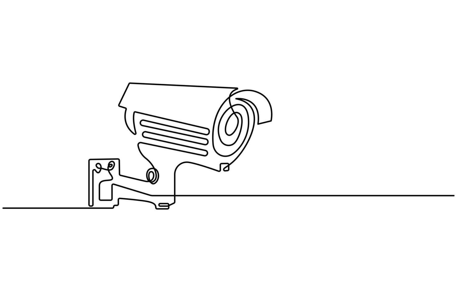 Single continuous line drawing of CCTV to monitor traffic movements and improve security systems vector