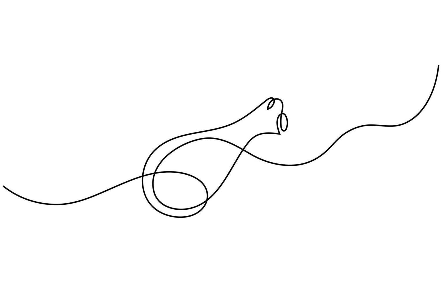 Single continuous line drawing of hot crispy fried chicken leg vector