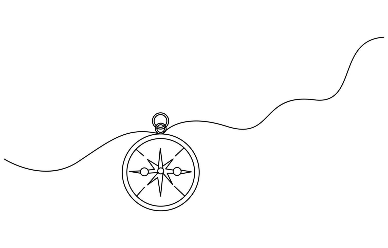One continuous line drawing of traveler compass vector