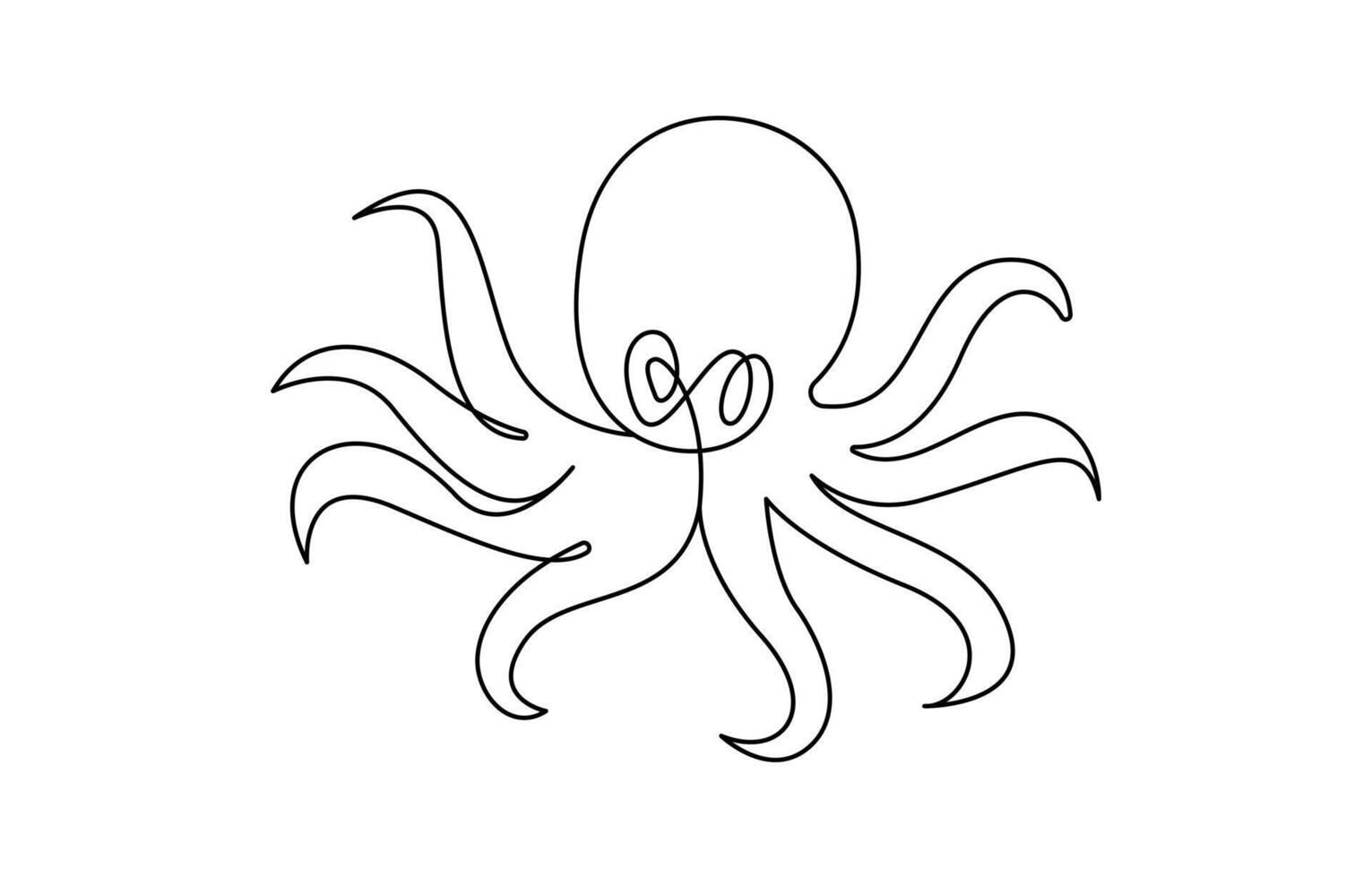 Continuous Line Drawing of an Octopus vector
