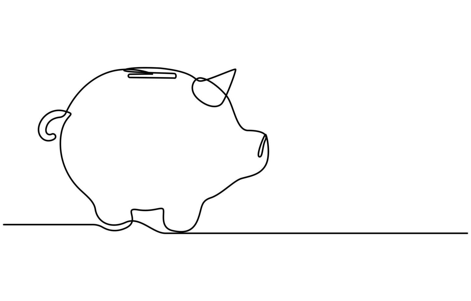 Continuous one line drawing of piggy bank vector