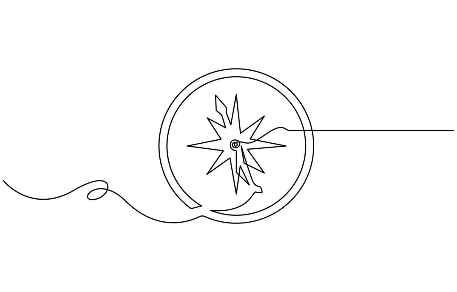 continuous line drawing of traveler compass vector