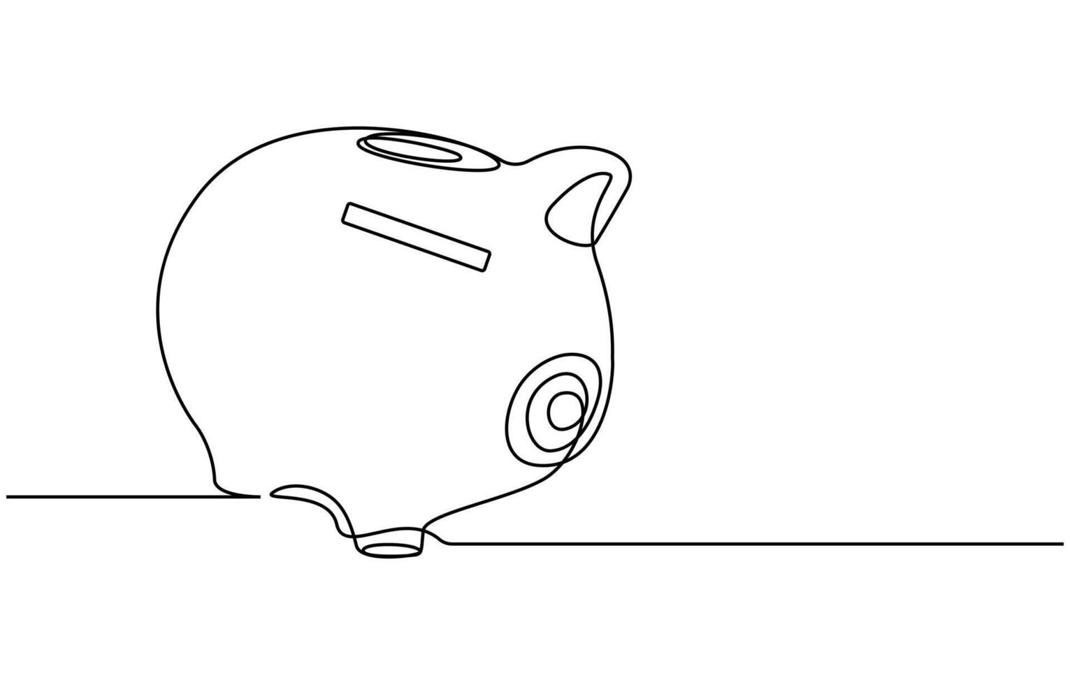Piggy bank in continuous line art drawing style vector