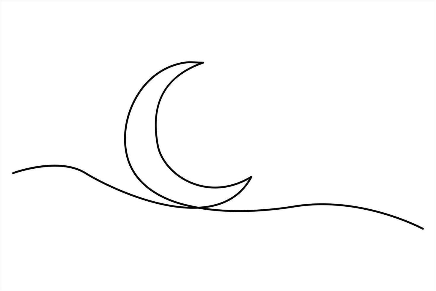 Continuous single line moon outline illustration vector