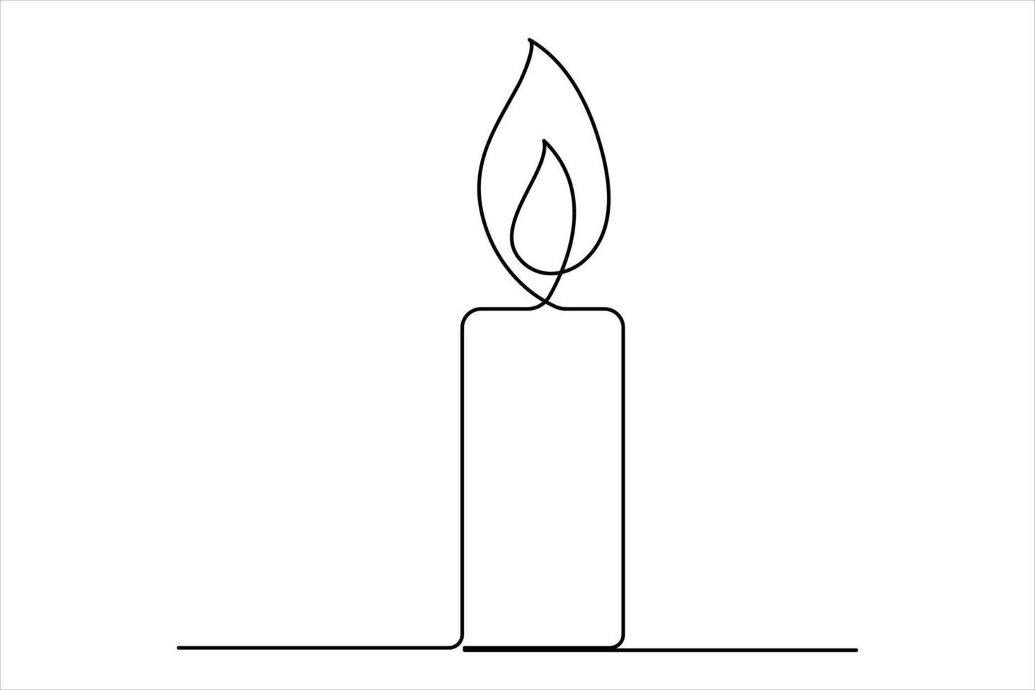 Burning fire candle single drawing outline illustration vector