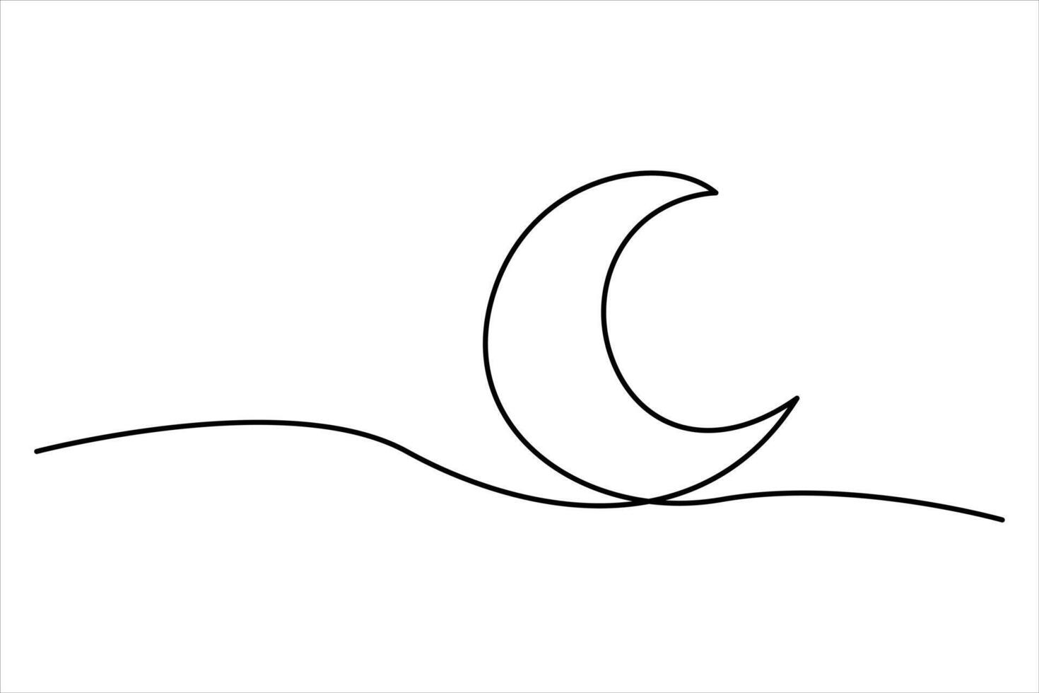 Continuous one line drawing of isolated moon outline art illustration vector