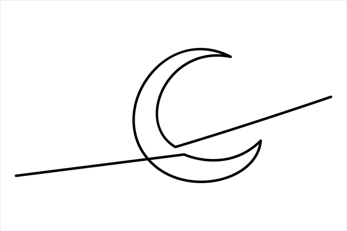 Continuous one line moon outline moon art illustration vector