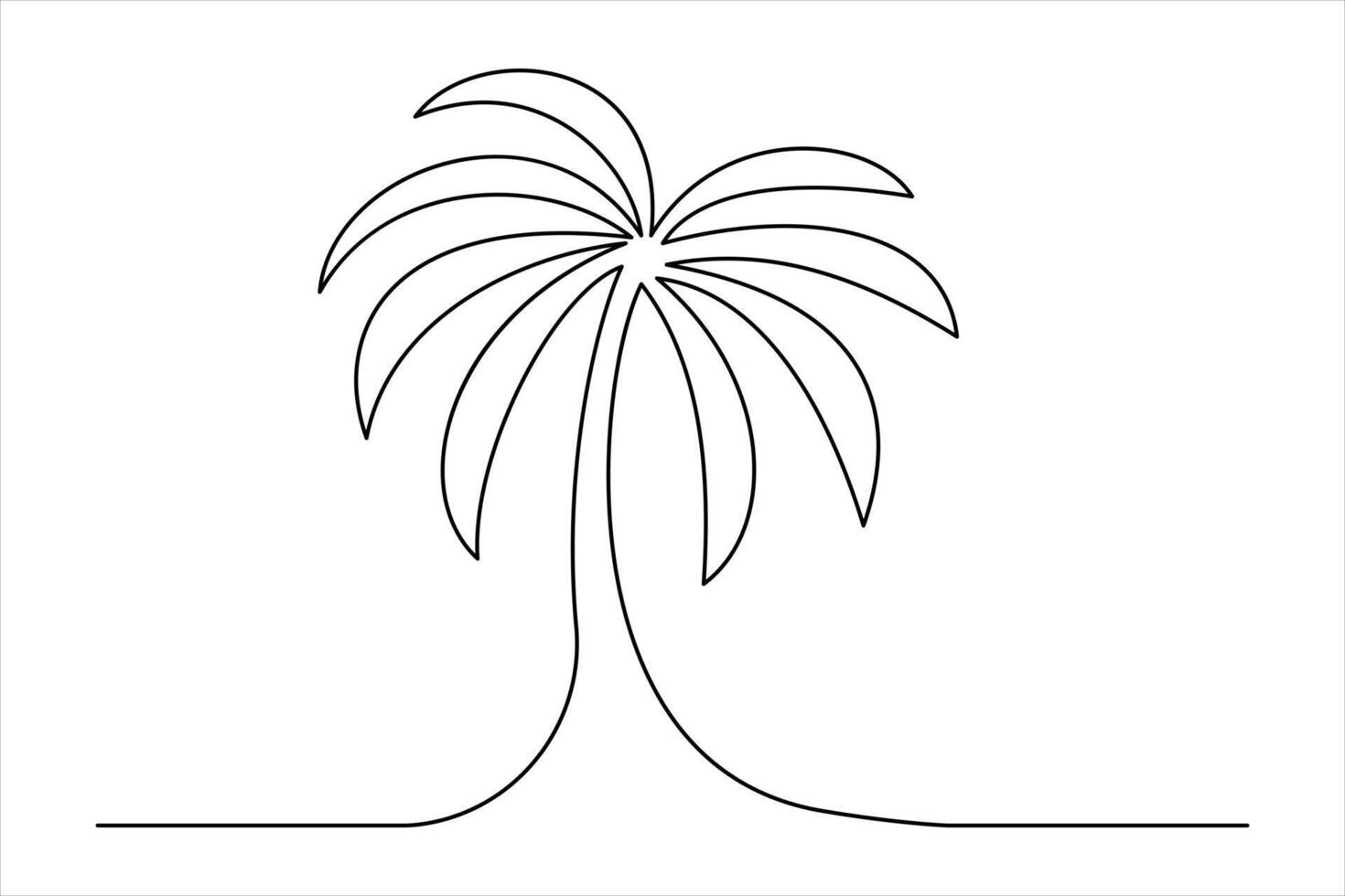 Continuous one-line palm tree drawing Isolated on white background art illustration vector