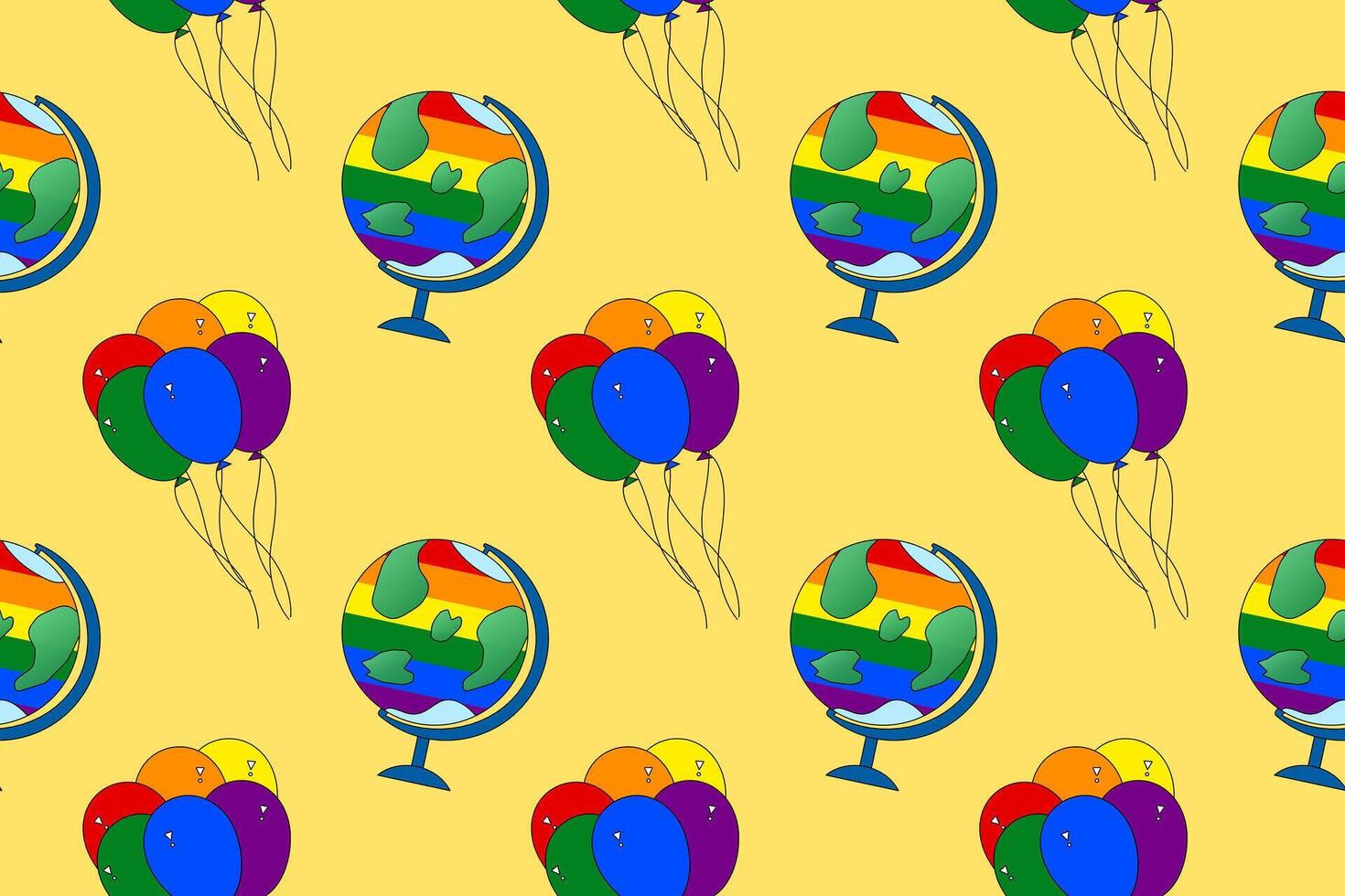 Celebrate diversity with this vibrant featuring a rainbow-colored globe and colorful balloons. Perfect for events and promotions. vector