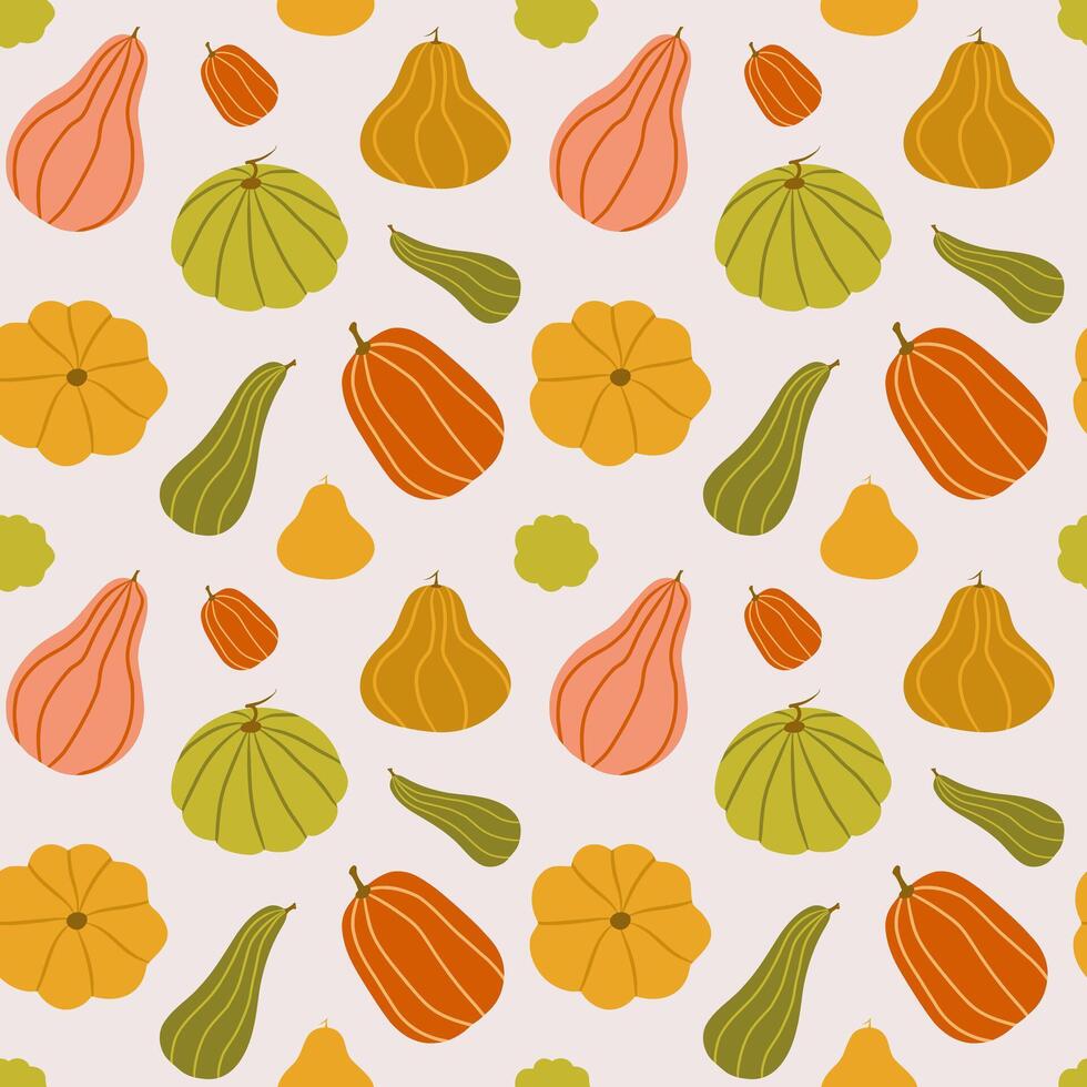 Pumpkin Seamless Pattern, Seamless Pattern, Different Colors, Different Shapes vector