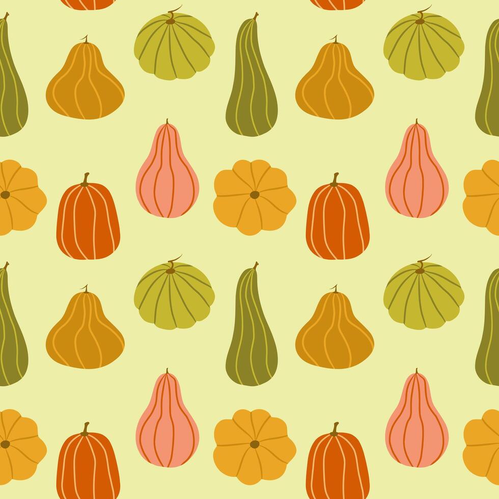 Pumpkin Seamless Pattern, Seamless Pattern on a light green background vector