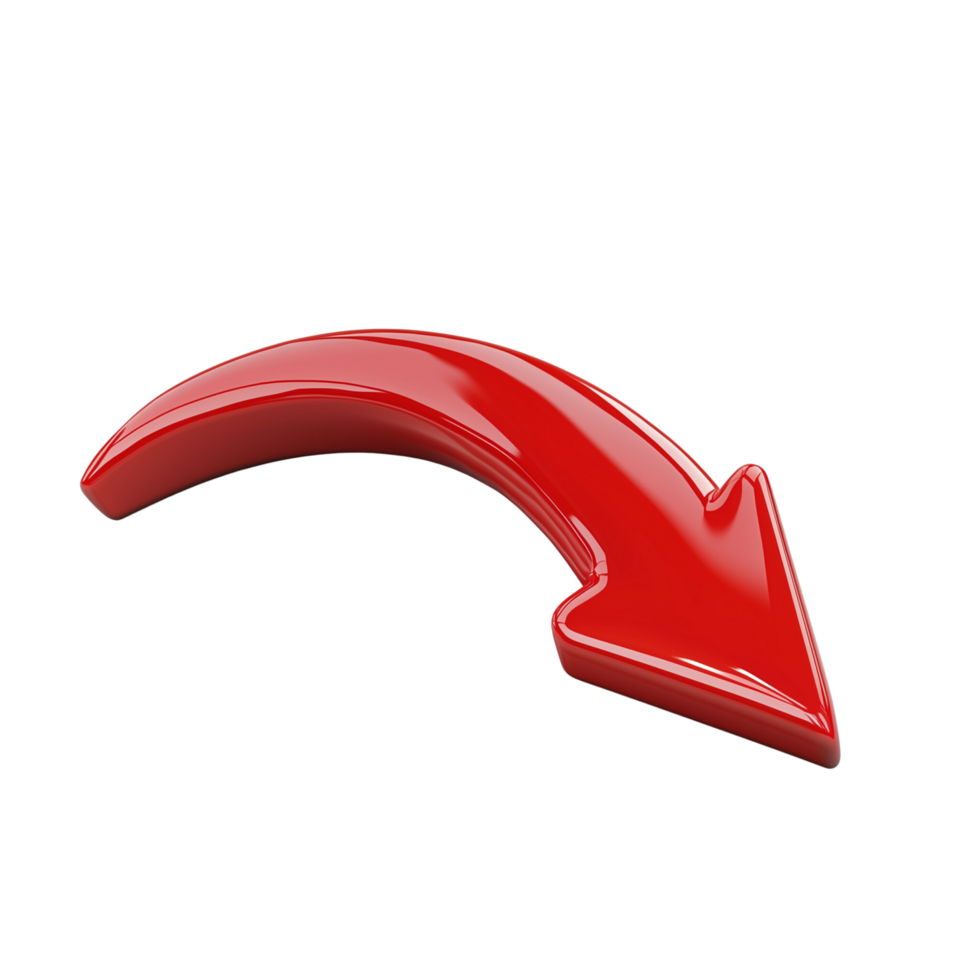 A red arrow pointing down on a transparent background png