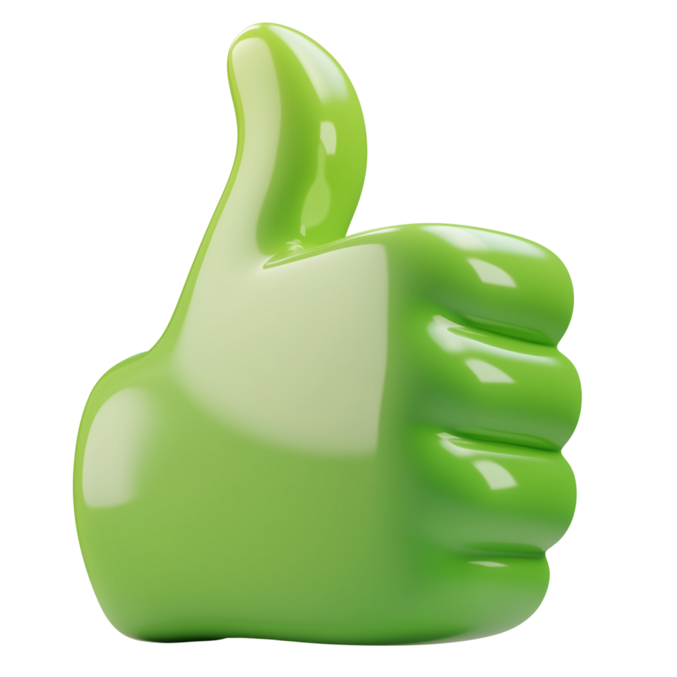 A green thumb up sign on a transparent background png
