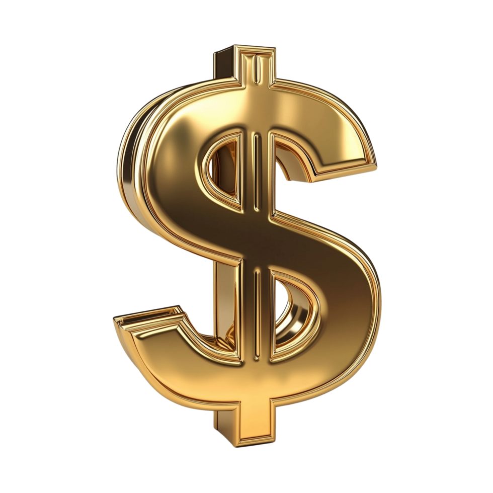A golden dollar sign on a transparent background png