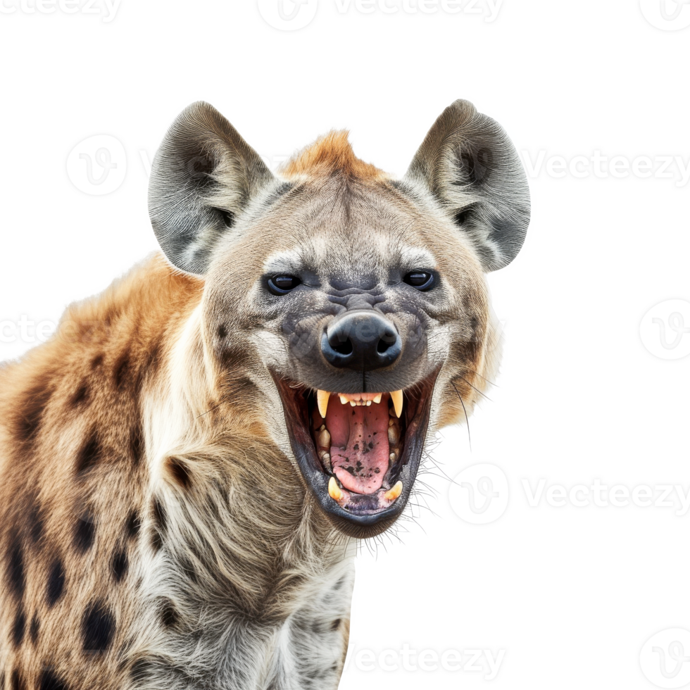 A hyena with its mouth open and its teeth showing png