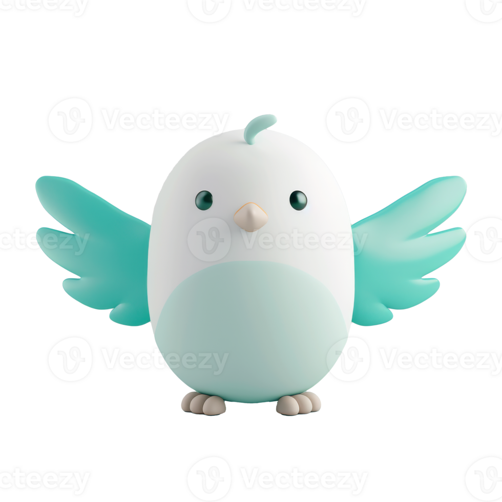 A white bird with blue wings and a green beak png