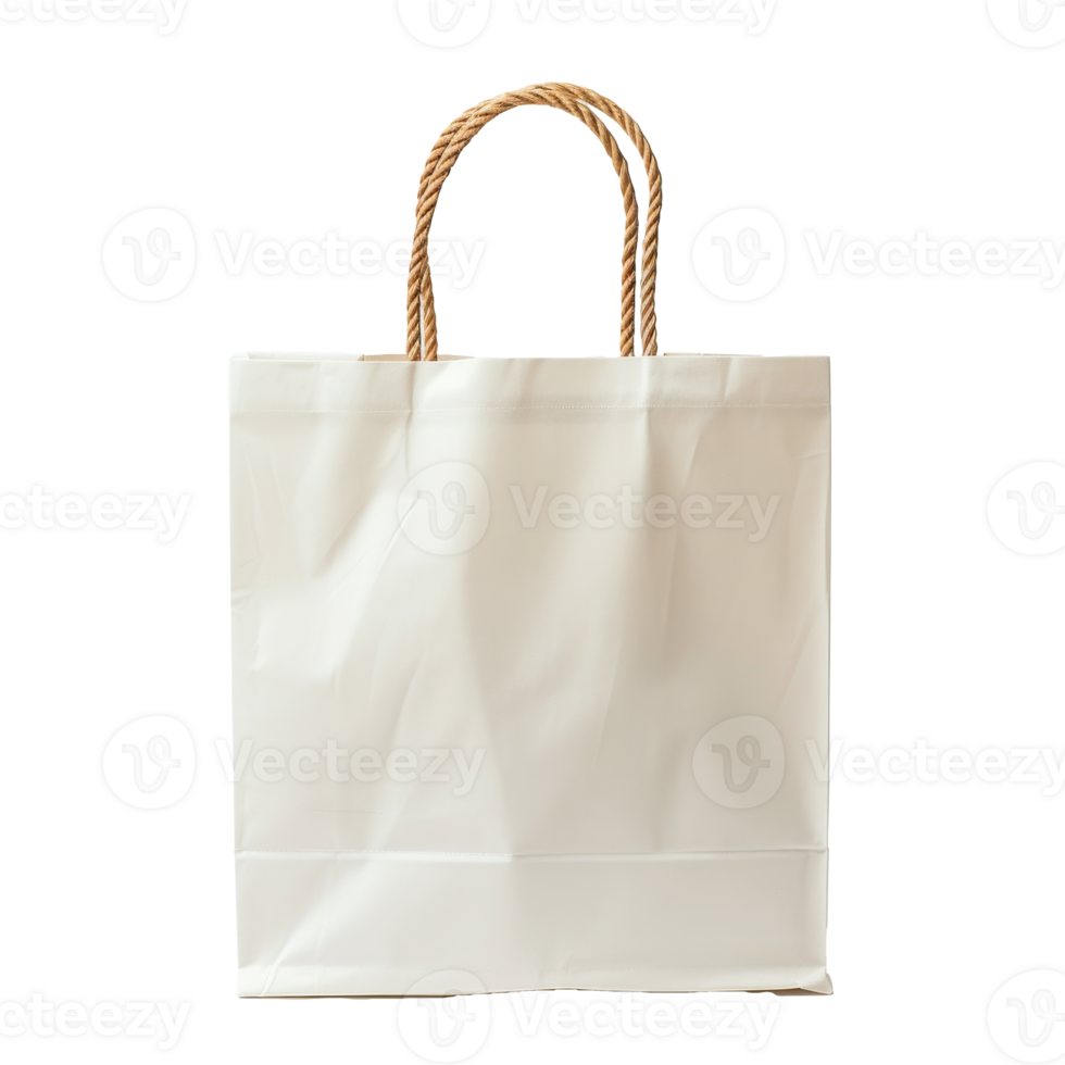 White paper bag with rope handles png