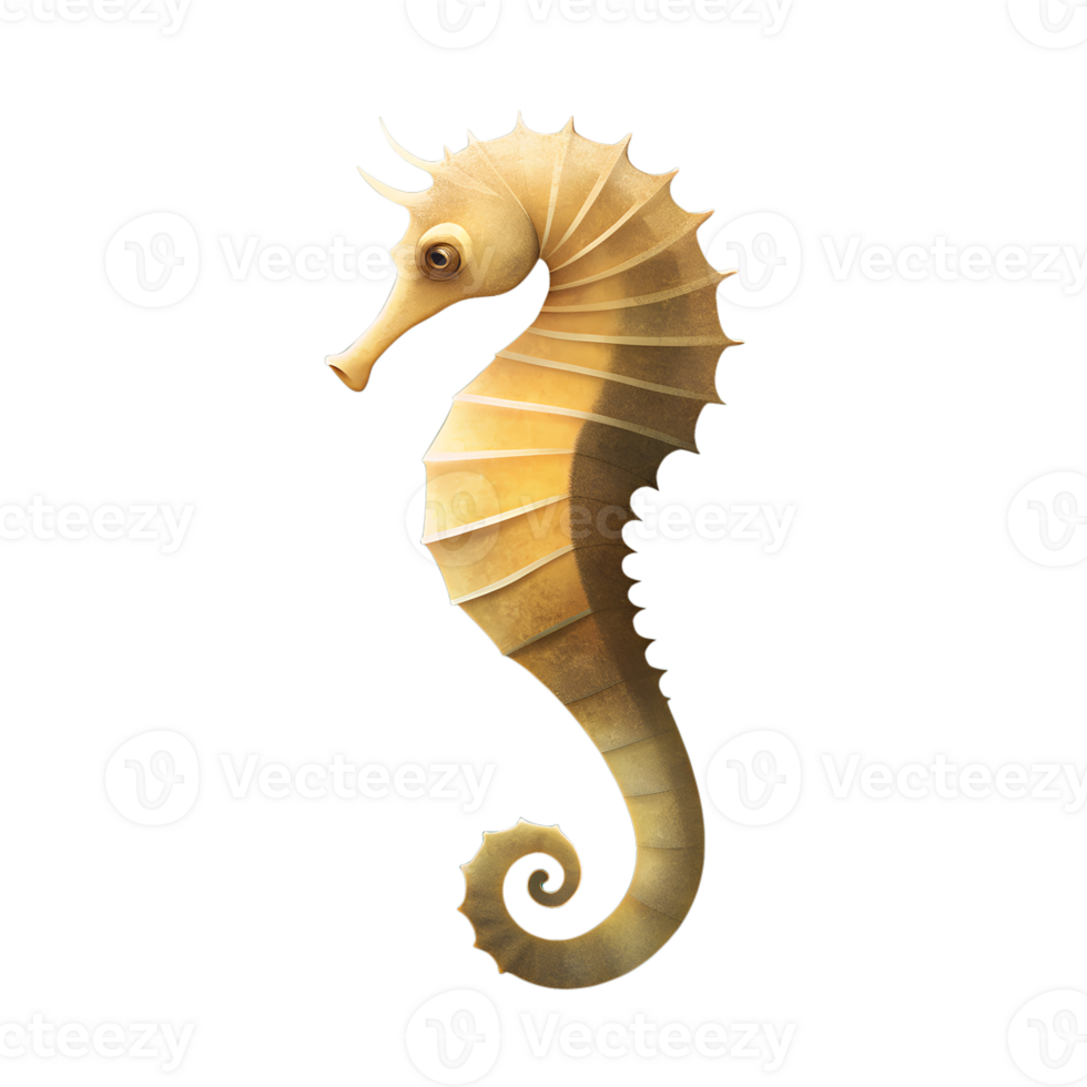 illustration style of seahorse, beige color isolated on a transparent background png