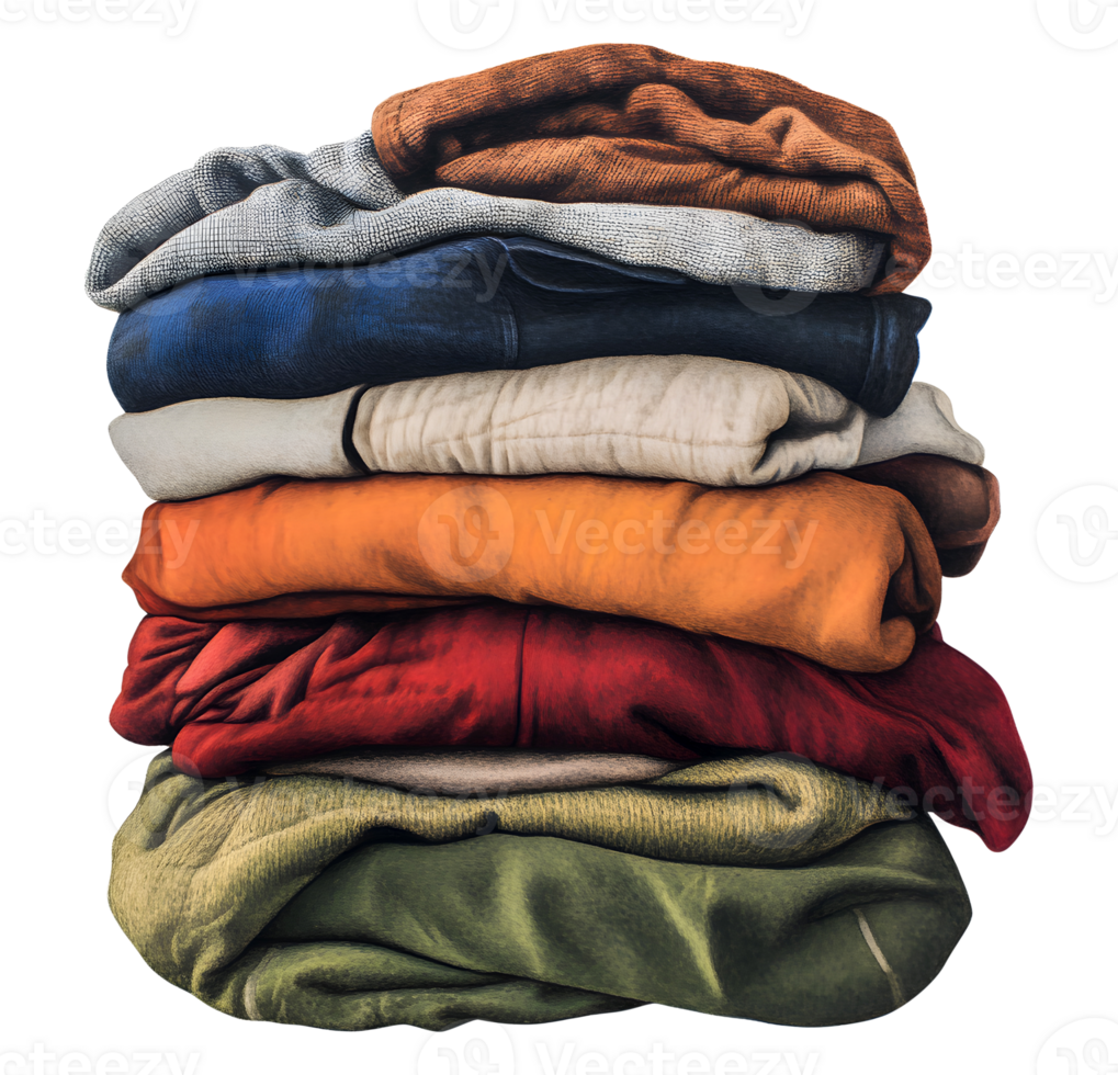 Stack of clean clothes isolated clean laundry clothes clothes stack transparent background png