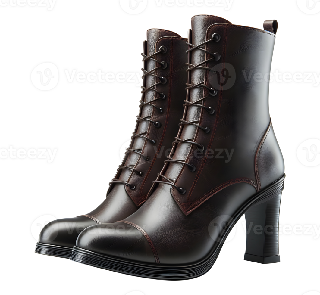 Women's boots brown winter boots transparent background leather boots brown boot png