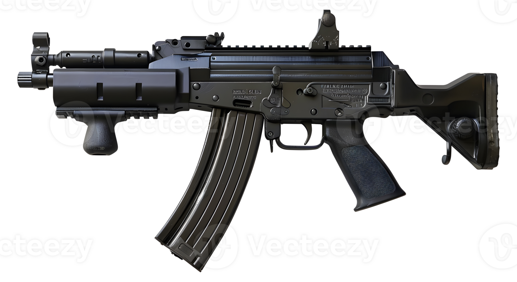 Isolated submachine gun military weapon commando rifle transparent background png