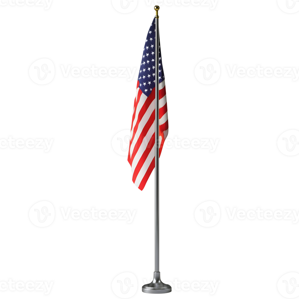 US flag with base stand flag of united states of america transparent background png