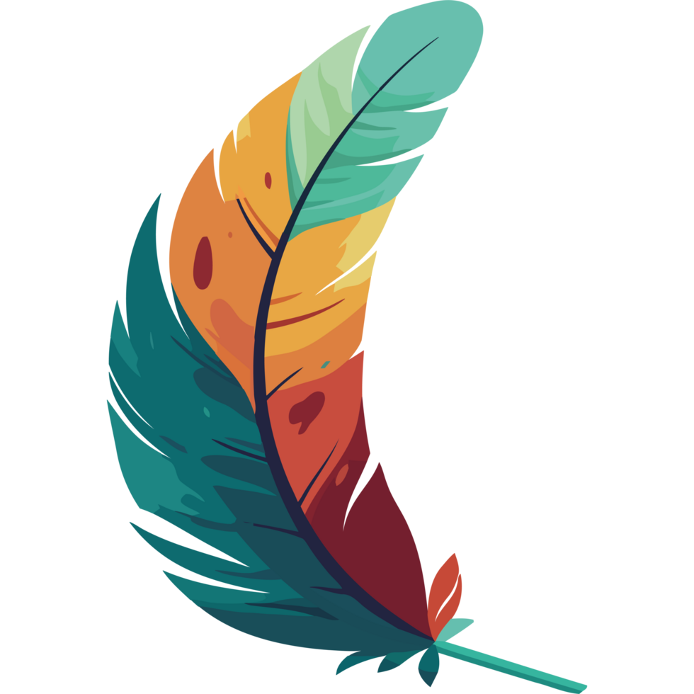 A colorful feather on a transparent background png
