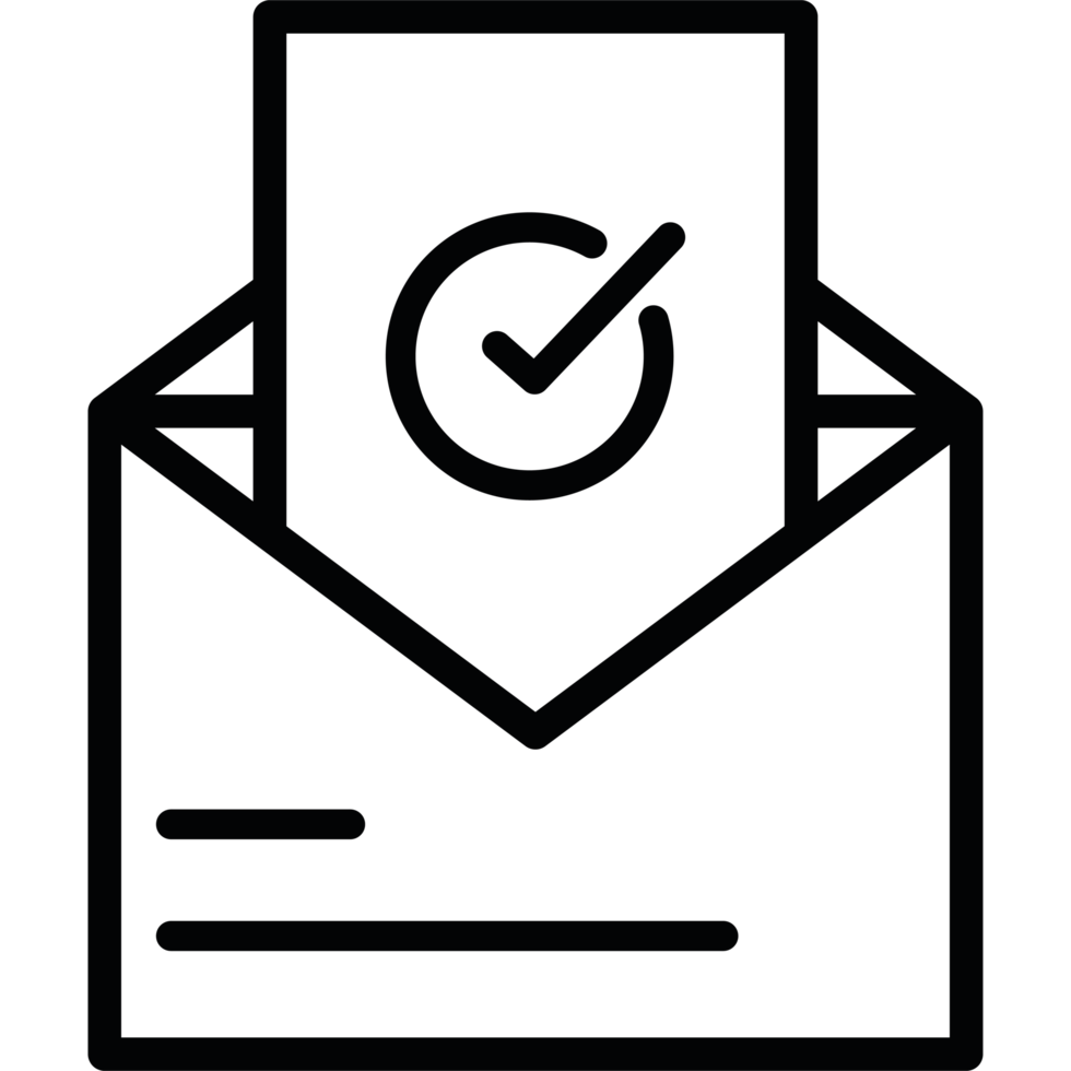 Email icon with a check mark on it png