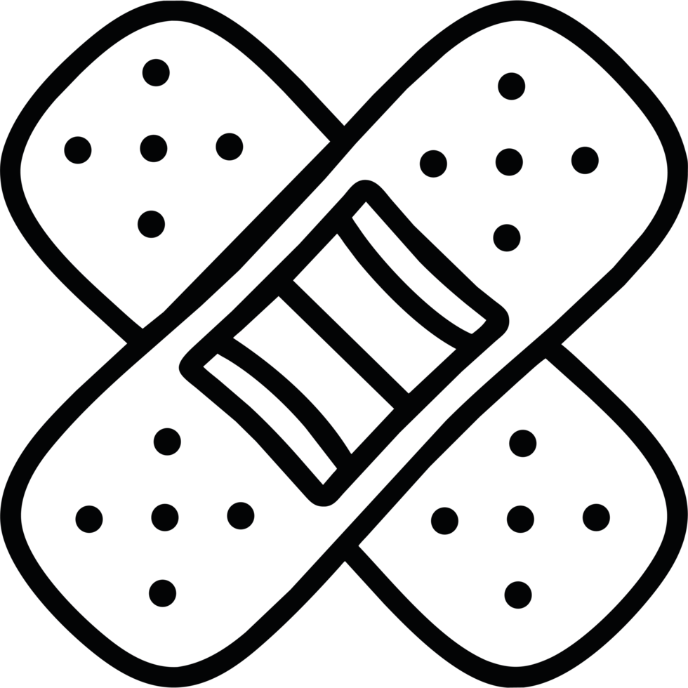 A black icon of a bandage png
