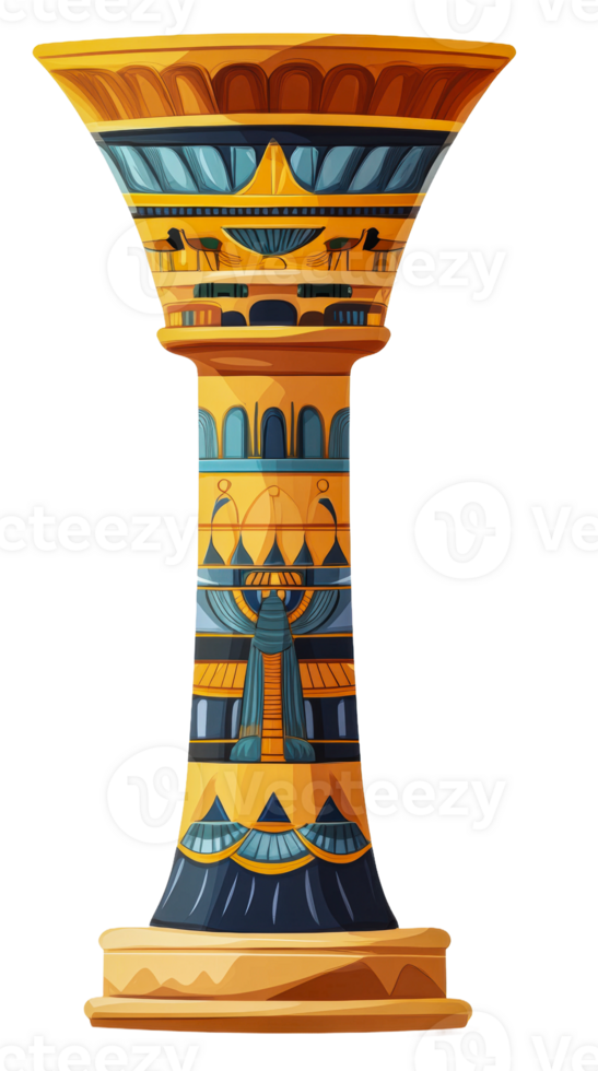 Colorful hieroglyphic column, Ancient Egypt isolated on transparent background png