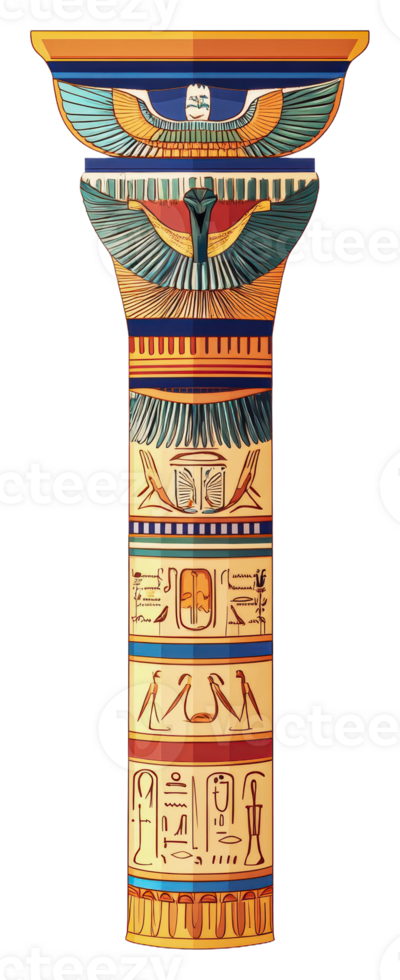Ancient Egyptian column design description isolated on transparent background png