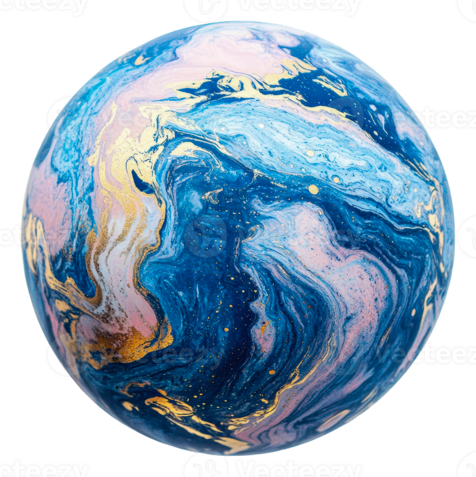 Colorful swirling globe with blue and pink hues isolated on transparent background png